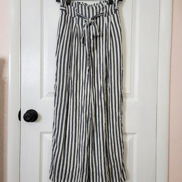 NWT American Eagle Striped Linen Pants Gray and White Size Small - Picture 3 of 8